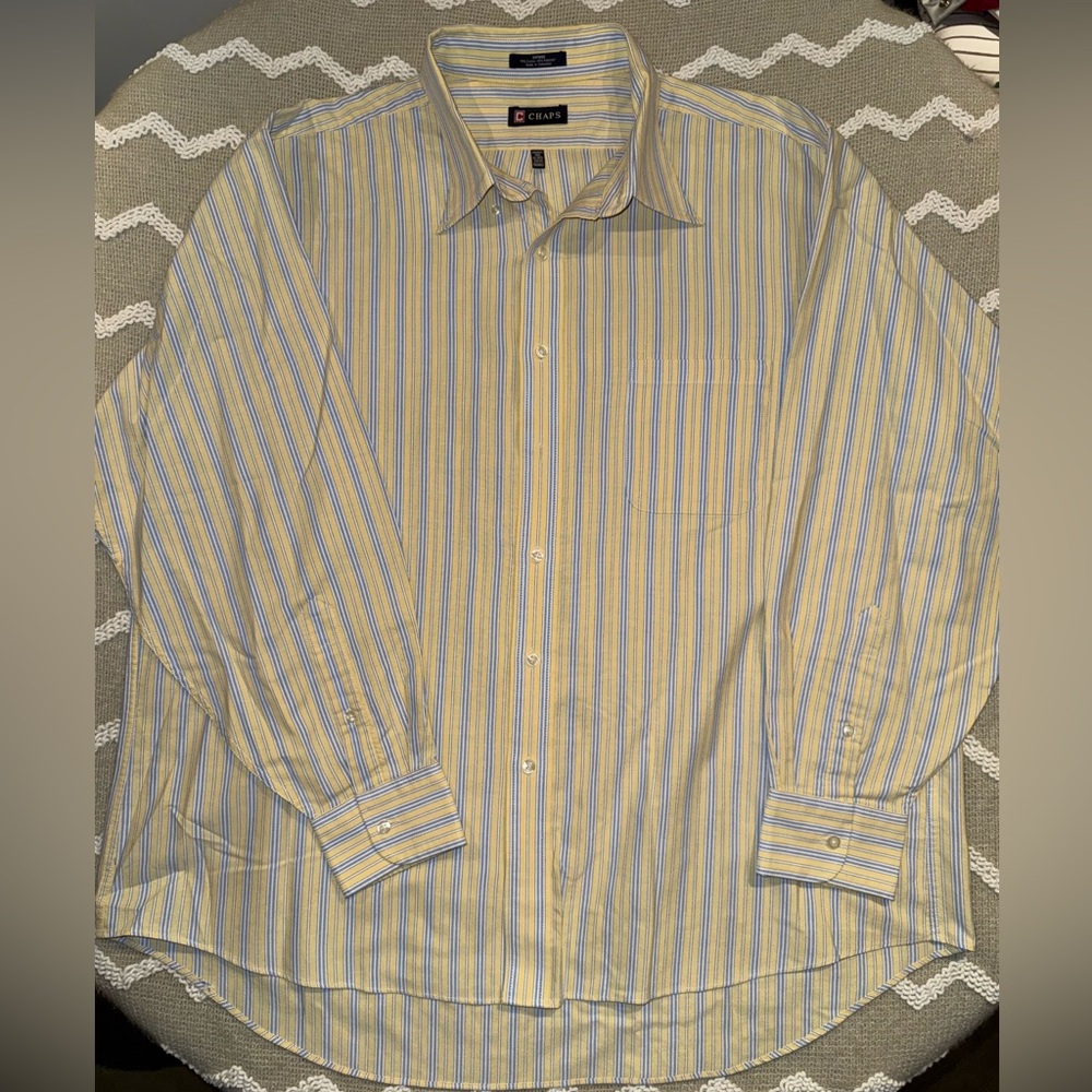 Chaps Men's Yellow Striped‎ button Shirt